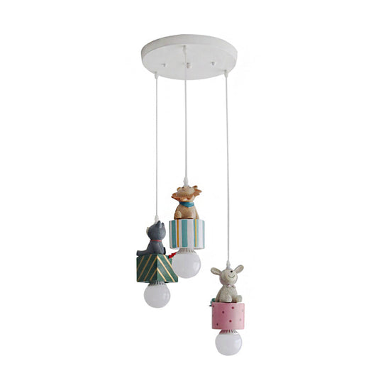 Contemporary Resin Animal Suspension Pendant Light For Dining Room Corridor And Kids