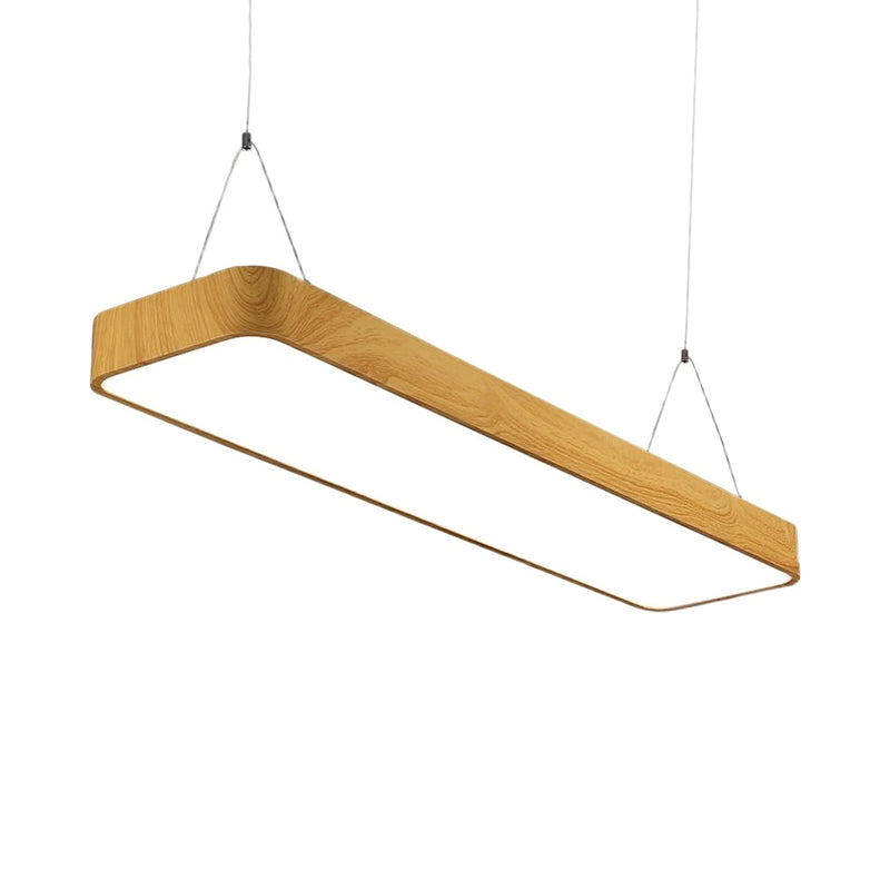 Aluminum Drop Pendant LED Hanging Light with Nordic Wood Finish for Office Spaces