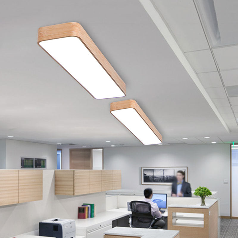 Nordic Wood Office Led Pendant Light With Acrylic Shade - Stylish And Functional