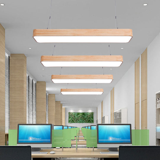 Nordic Wood Office Led Pendant Light With Acrylic Shade - Stylish And Functional / Cord Small