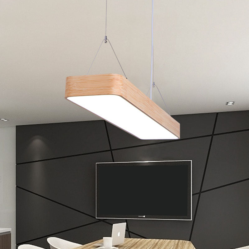 Nordic Wood Office Led Pendant Light With Acrylic Shade - Stylish And Functional