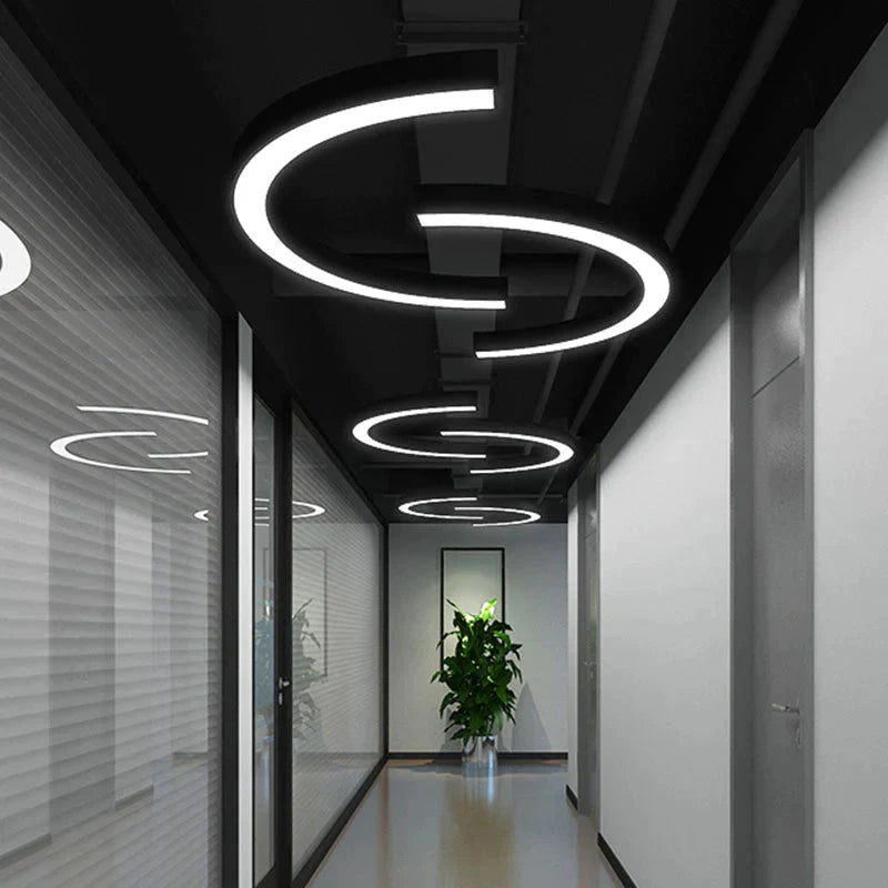 Sleek Metallic LED ARC Pendant: Ideal for Gyms, Shopping Centers, and Spacious Venues