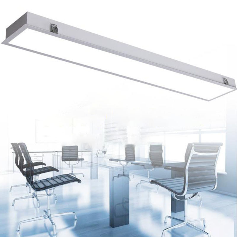 Sleek Surface-Mounted LED Ceiling Light: White Linear Flush Mount Fixture