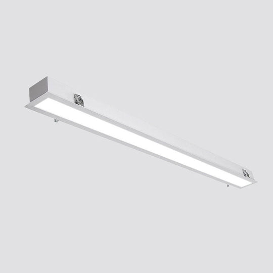 Sleek Surface-Mounted LED Ceiling Light: White Linear Flush Mount Fixture