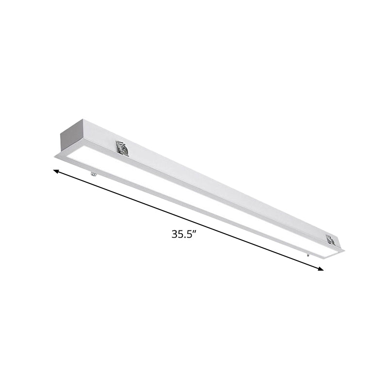 Sleek Surface-Mounted LED Ceiling Light: White Linear Flush Mount Fixture