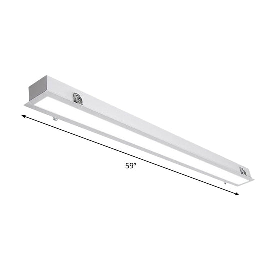 Sleek Surface-Mounted LED Ceiling Light: White Linear Flush Mount Fixture