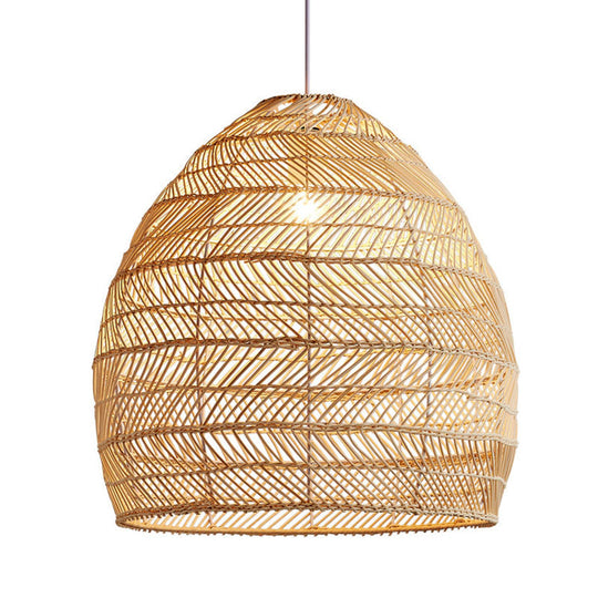 Rattan Pendant Ceiling Light For Elegant Dining - Asian-Inspired Single-Bulb Fixture