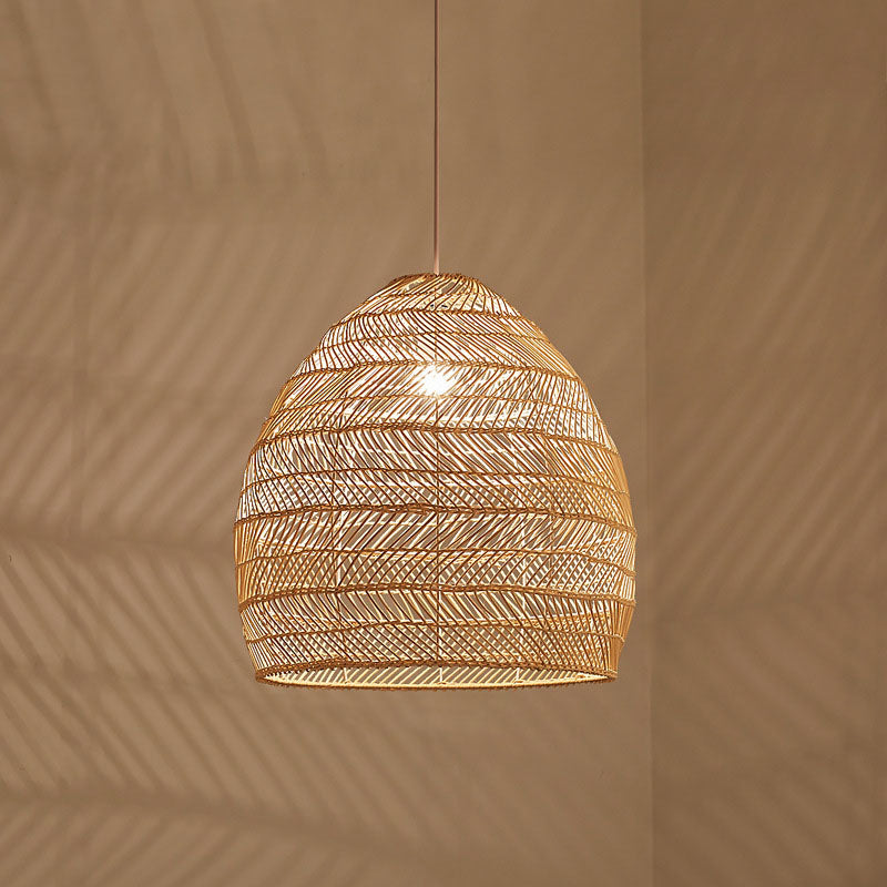 Rattan Pendant Ceiling Light For Elegant Dining - Asian-Inspired Single-Bulb Fixture Beige / 14