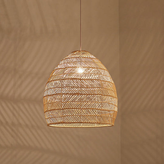 Rattan Pendant Ceiling Light For Elegant Dining - Asian-Inspired Single-Bulb Fixture Beige / 14