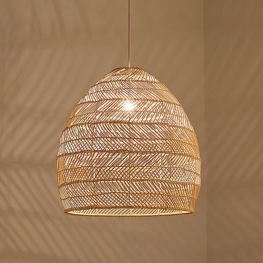 Rattan Pendant Ceiling Light For Elegant Dining - Asian-Inspired Single-Bulb Fixture Beige / 23.5