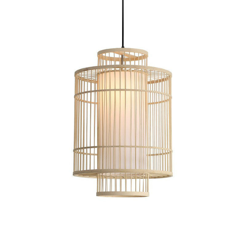 Chinese Palace Lantern Pendant Lamp - Bamboo Ceiling Light Fixture For Study Room