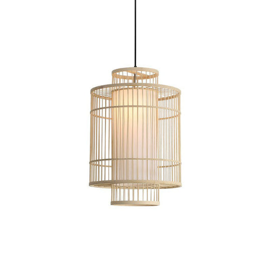 Chinese Palace Lantern Pendant Lamp - Bamboo Ceiling Light Fixture For Study Room