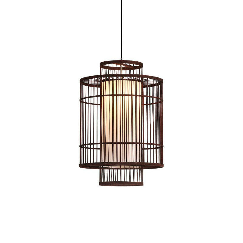 Chinese Palace Lantern Pendant Lamp - Bamboo Ceiling Light Fixture For Study Room Coffee / Small