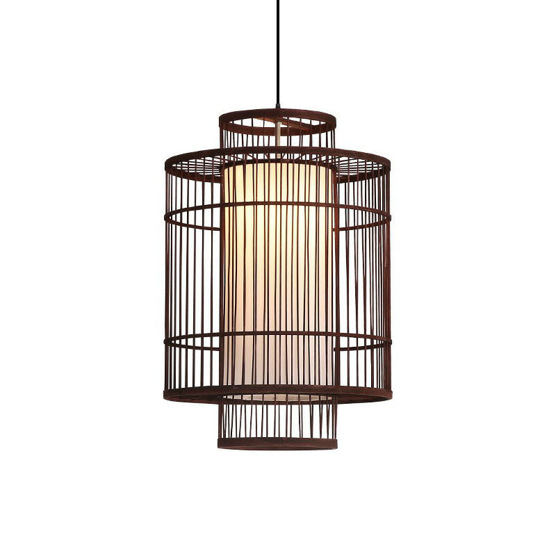 Chinese Palace Lantern Pendant Lamp - Bamboo Ceiling Light Fixture For Study Room