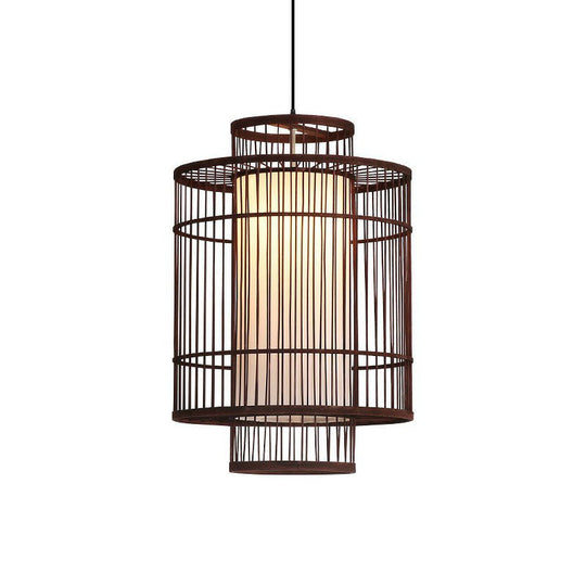 Chinese Palace Lantern Pendant Lamp - Bamboo Ceiling Light Fixture For Study Room