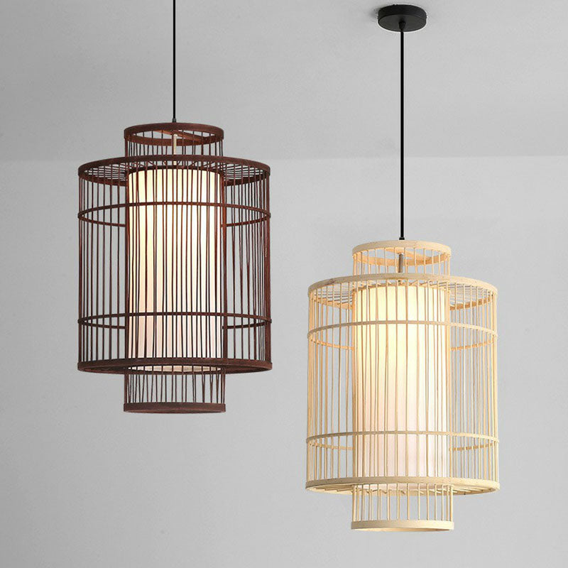 Chinese Palace Lantern Pendant Lamp - Bamboo Ceiling Light Fixture For Study Room