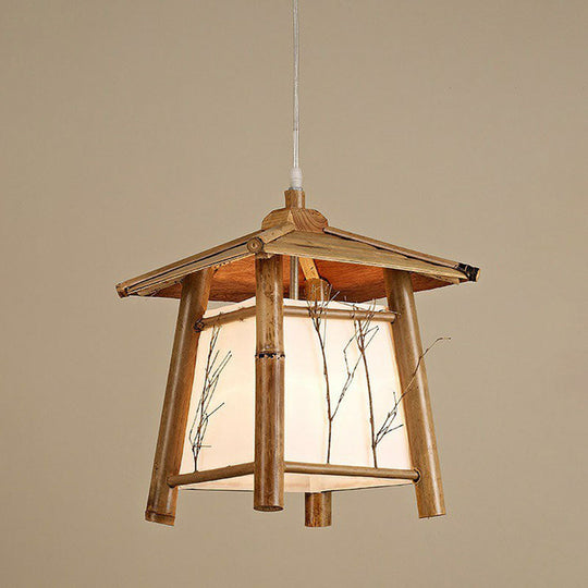 Sleek Bamboo Japanese Pendant Light Fixture For Pavilion Sushi House Ceiling - Wood 1-Light