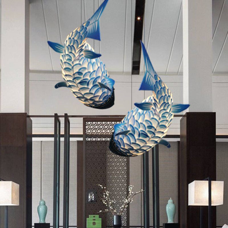 Blue Carp Art Deco Pendant Light Kit With Metal Shade - Hanging Ceiling