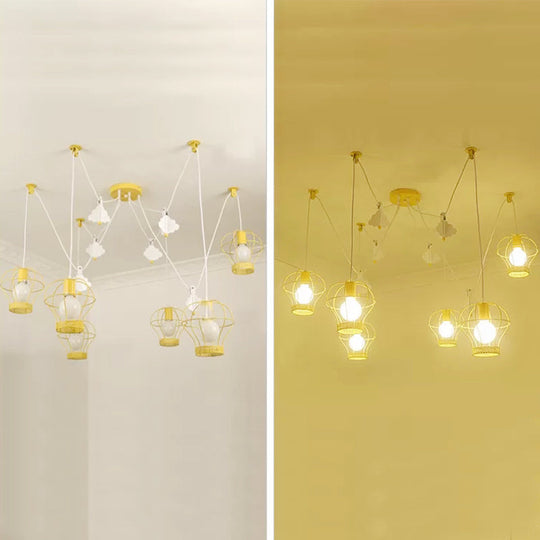 Modern Spider Pendant Light Iron Multi-Head Suspension For Stylish Living Room 6 / Yellow