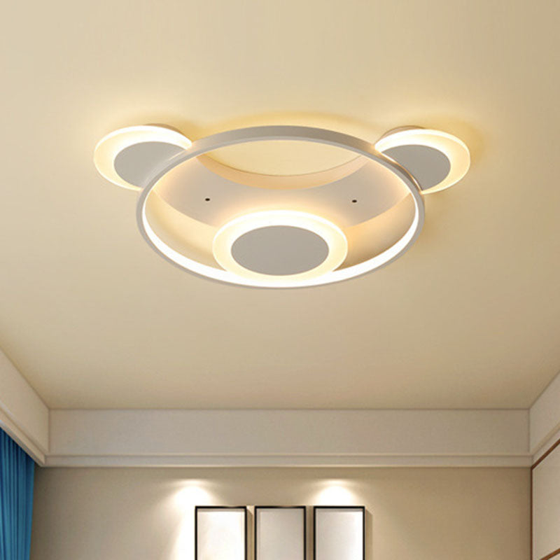 Modern White Bear Shaped Led Ceiling Light / 18 Warm