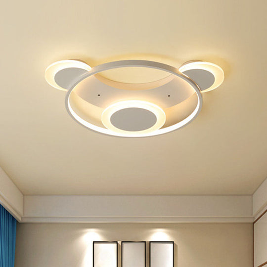 Modern White Bear Shaped Led Ceiling Light / 18 Warm