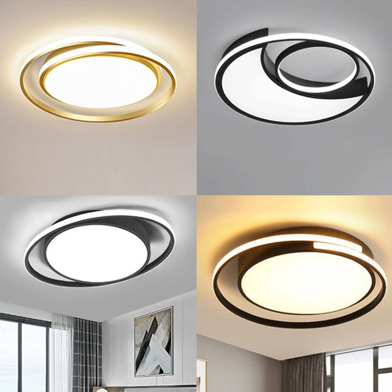 Artistic LED Flush Mount Ceiling Light in Black for Modern Living Room