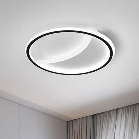 Contemporary Black Led Acrylic Flush Ceiling Light Fixture - Splicing Round