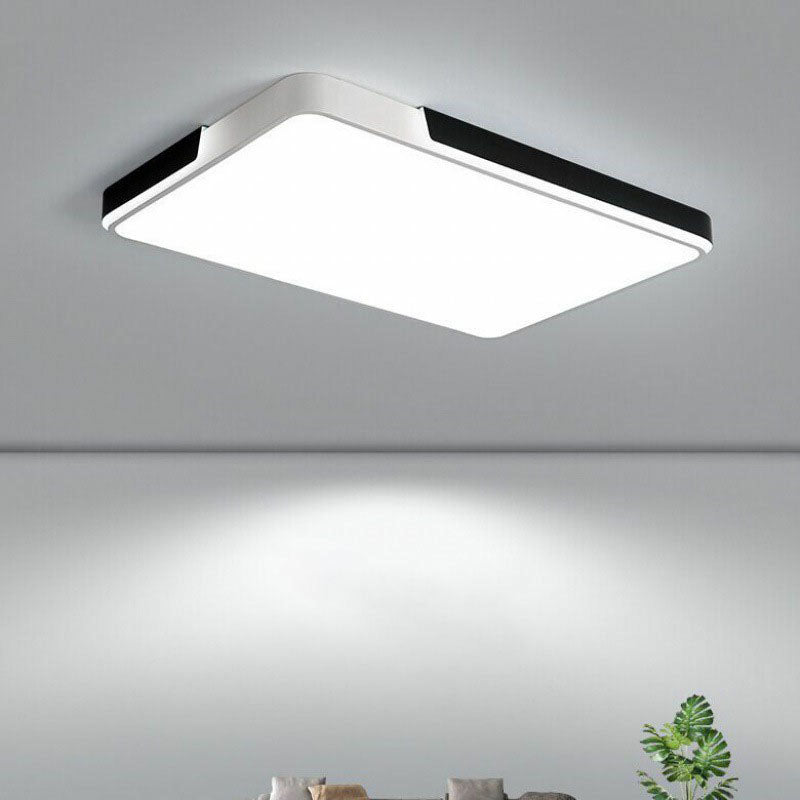 Modern Geometric Acrylic LED Flush Mount Light - Minimalist White Fixture