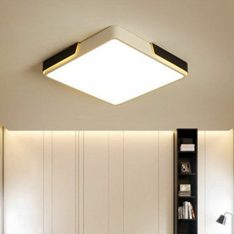 Modern Geometric Acrylic LED Flush Mount Light - Minimalist White Fixture