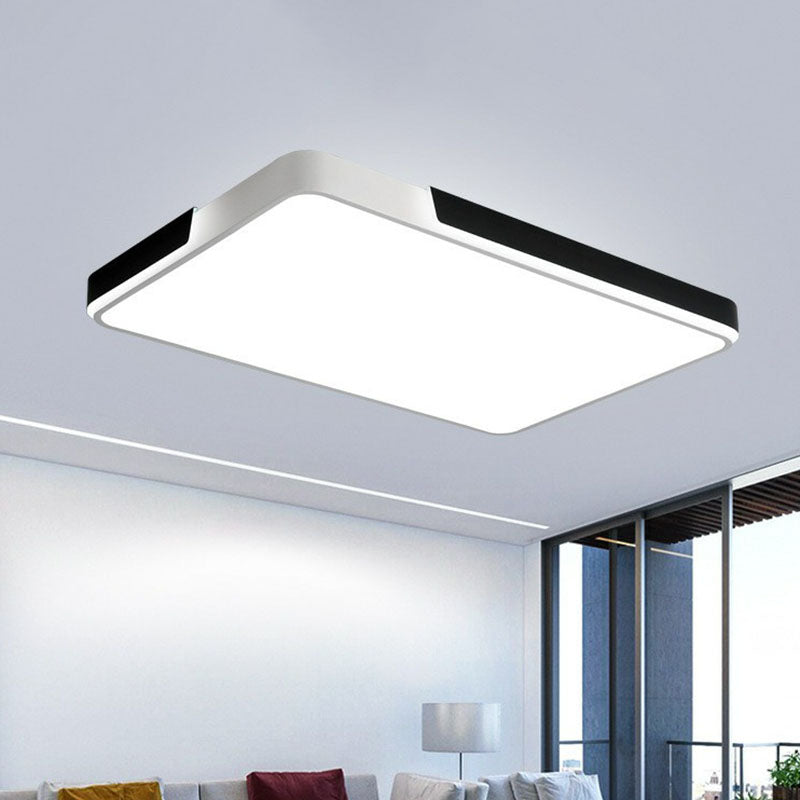 Geometric Black and White LED Flush Ceiling Light for Living Room