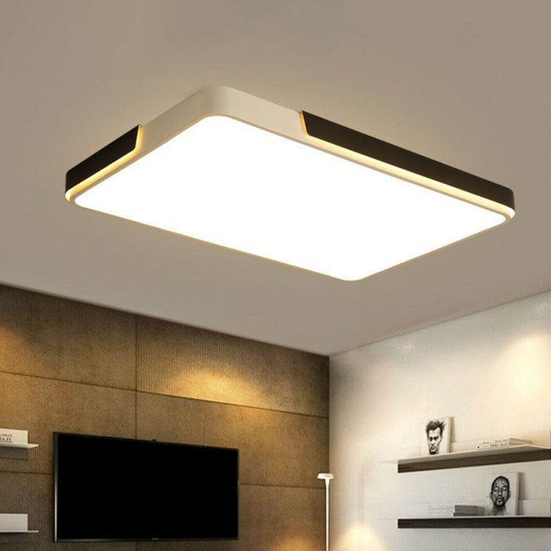 Geometric Black and White LED Flush Ceiling Light for Living Room