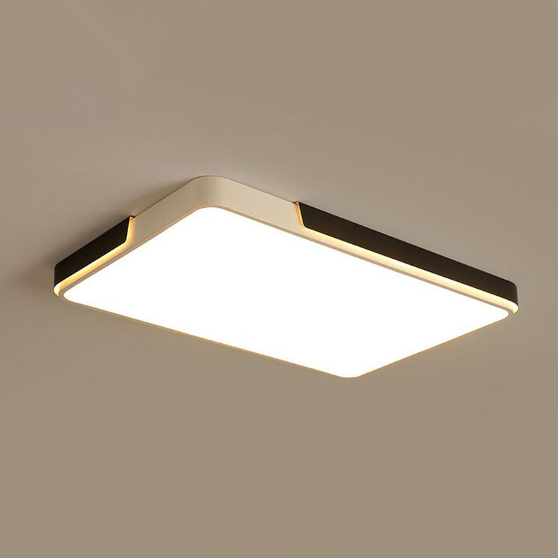 Geometric Black and White LED Flush Ceiling Light for Living Room