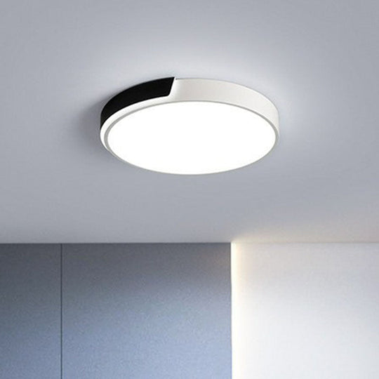 Geometric Black and White LED Flush Ceiling Light for Living Room