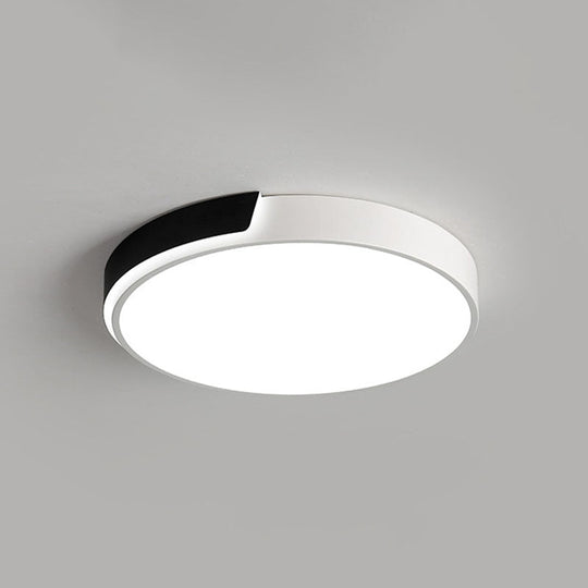 Geometric Black and White LED Flush Ceiling Light for Living Room