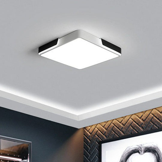 Geometric Black and White LED Flush Ceiling Light for Living Room