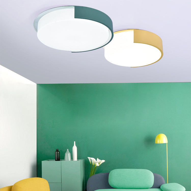 Nordic Round Flush Mount Acrylic Led Ceiling Lamp For Office Candy Colored