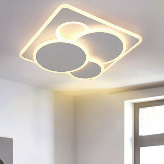 Artistic White Acrylic Geometric LED Ceiling Light for Living Room