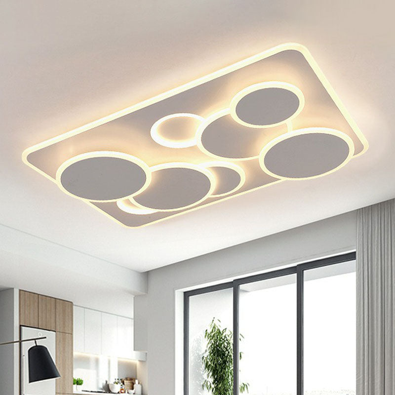 Artistic White Acrylic Geometric LED Ceiling Light for Living Room