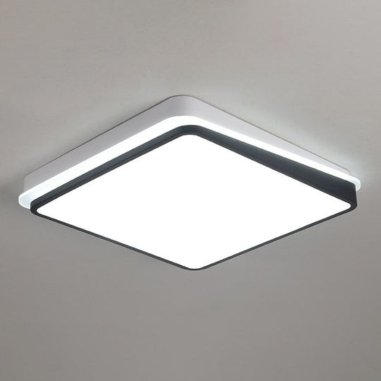 Minimalist Black & White Led Metal Flush Mount Light Fixture Black-White / Square