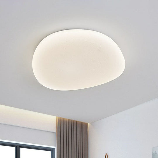 White Pebble Stone Led Bedroom Flushmount Acrylic Ceiling Light - Modern Design