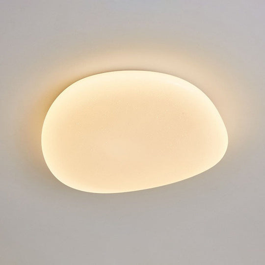 White Pebble Stone Led Bedroom Flushmount Acrylic Ceiling Light - Modern Design