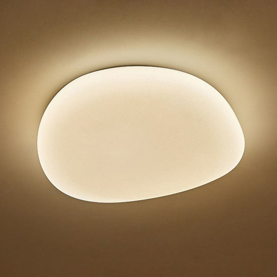 White Pebble Stone Led Bedroom Flushmount Acrylic Ceiling Light - Modern Design