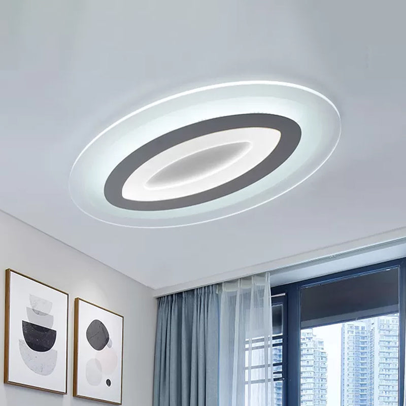 Minimalist White Oval Flush Mount Led Fixture For Living Room Lighting / 23