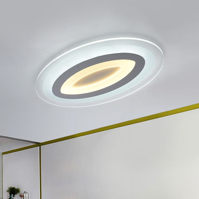 Minimalist White Oval Flush Mount LED Fixture for Living Room Lighting