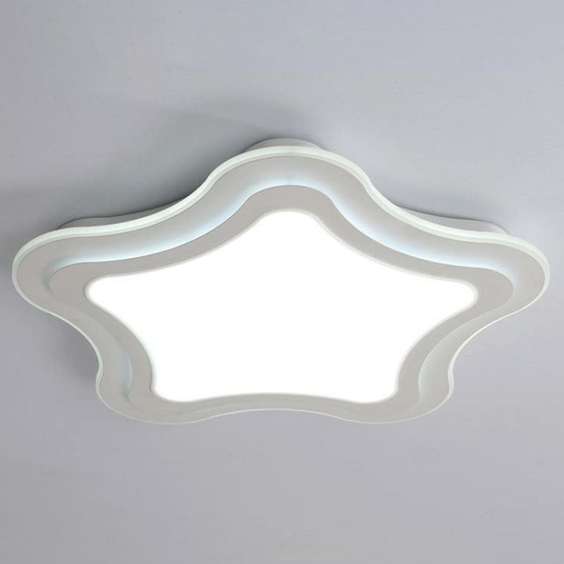 Sleek Star Led Flush Mount Ceiling Light For Bedroom - Simplicity Acrylic Design In White