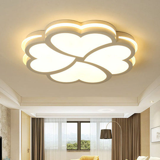 Modern Clover Shaped Bedroom LED Flush Mount Ceiling Light in White