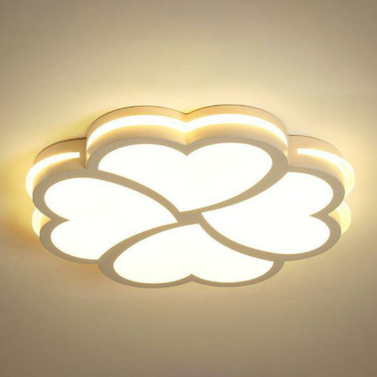 Modern Clover Shaped Bedroom LED Flush Mount Ceiling Light in White