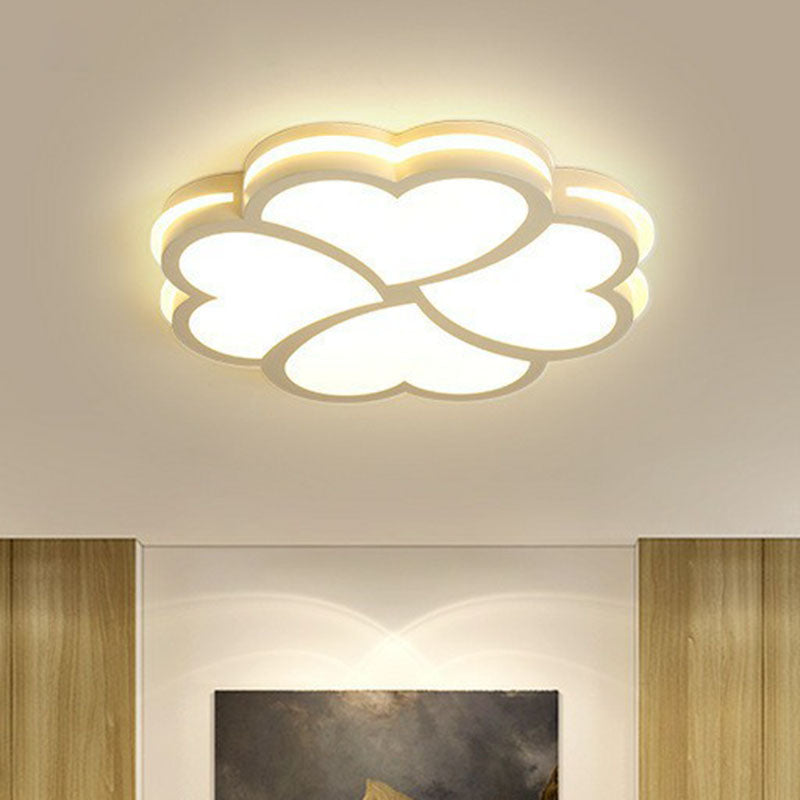 Modern Clover Shaped Bedroom LED Flush Mount Ceiling Light in White