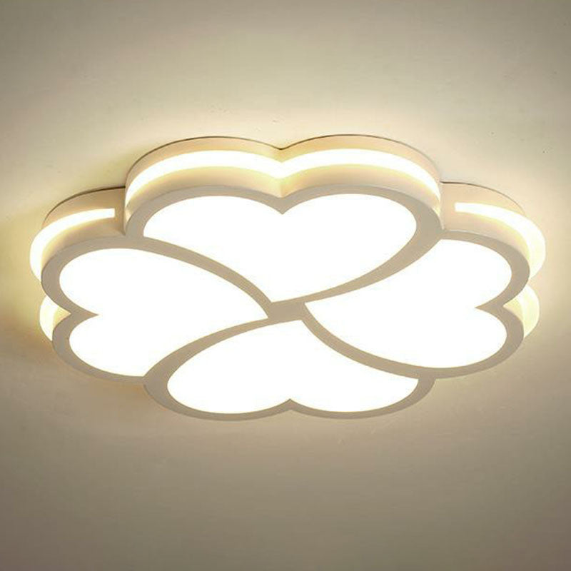 Modern Clover Shaped Bedroom LED Flush Mount Ceiling Light in White