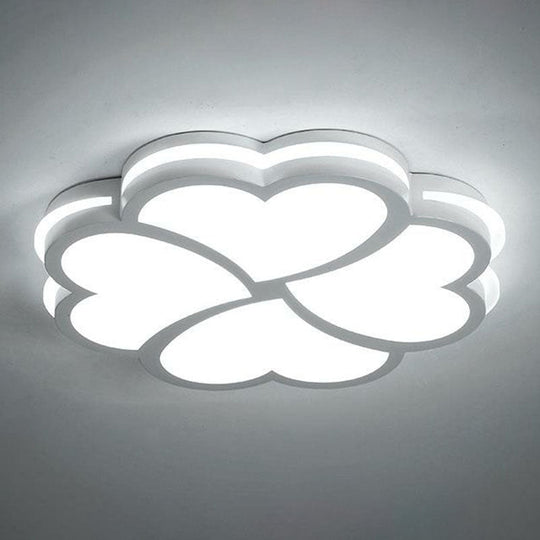 Modern Clover Shaped Bedroom LED Flush Mount Ceiling Light in White